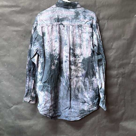 L.L. Bean Shirt Tie Dye Size Large Cotton Grunge Distressed Long Sleeve Button - Picture 4 of 11